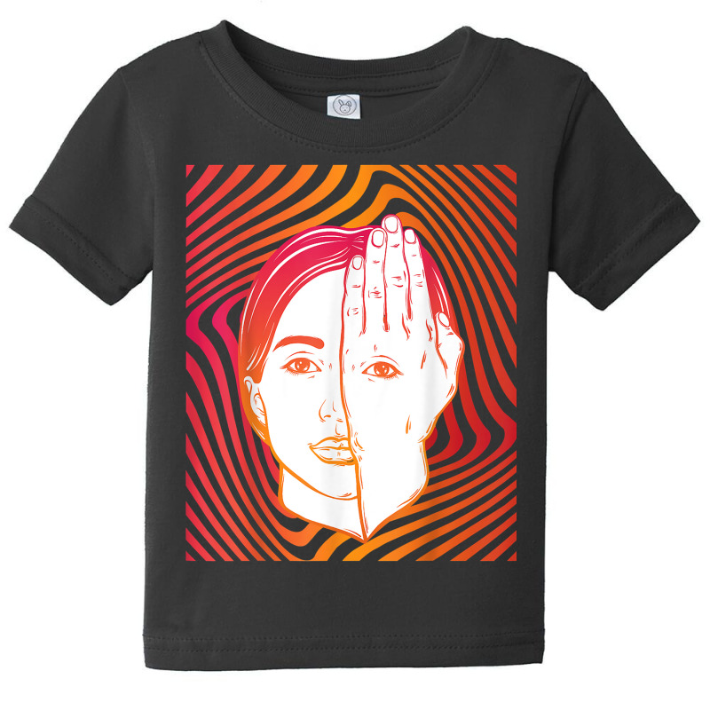 Girl With Eye On Hand Psychedelic Hypnotic Background T Shirt Baby Tee by hyong5i4 | Artistshot