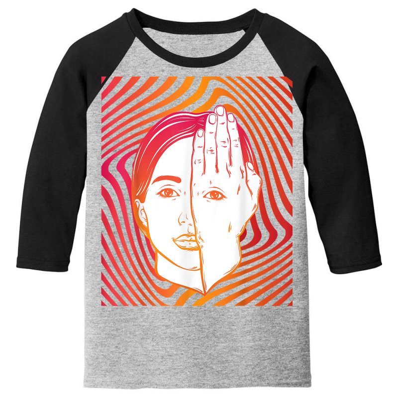 Girl With Eye On Hand Psychedelic Hypnotic Background T Shirt Youth 3/4 Sleeve by hyong5i4 | Artistshot