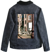 Amsterdam, The Netherlands Active Aesthetic Cool Unisex Sherpa-lined Denim Jacket | Artistshot