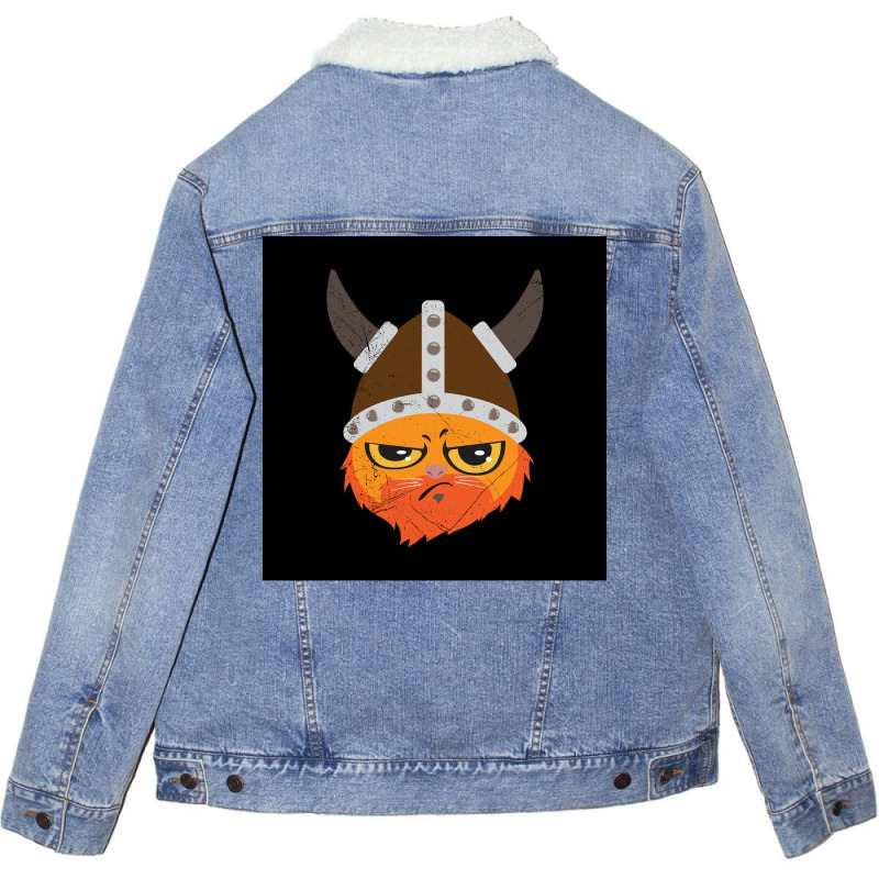 Viking Cat Cat Viking Helmet Emotion Gift  Retro Hipster Unisex Sherpa-lined Denim Jacket | Artistshot