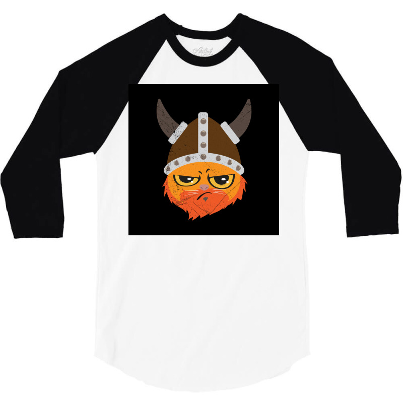 Viking Cat Cat Viking Helmet Emotion Gift  Retro Hipster 3/4 Sleeve Shirt | Artistshot