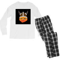 Viking Cat Cat Viking Helmet Emotion Gift  Retro Hipster Men's Long Sleeve Pajama Set | Artistshot