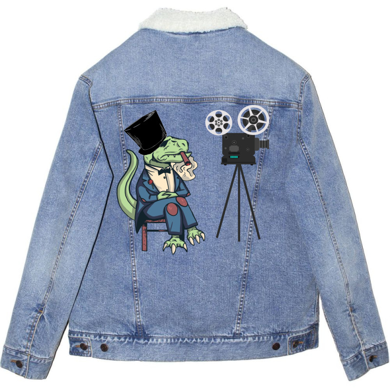 Film Dinosaur Dino Funny Film Director Film Maker Trex Classic Trendin Unisex Sherpa-lined Denim Jacket | Artistshot