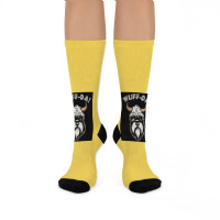 Wuff Da Uff Da And Woof Pun With Shnautser Dog In Viking Helmet  Girl Crew Socks | Artistshot