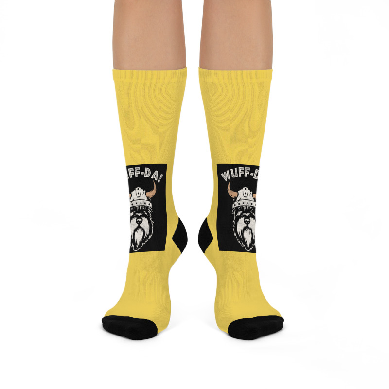 Wuff Da Uff Da And Woof Pun With Shnautser Dog In Viking Helmet  Girl Crew Socks | Artistshot