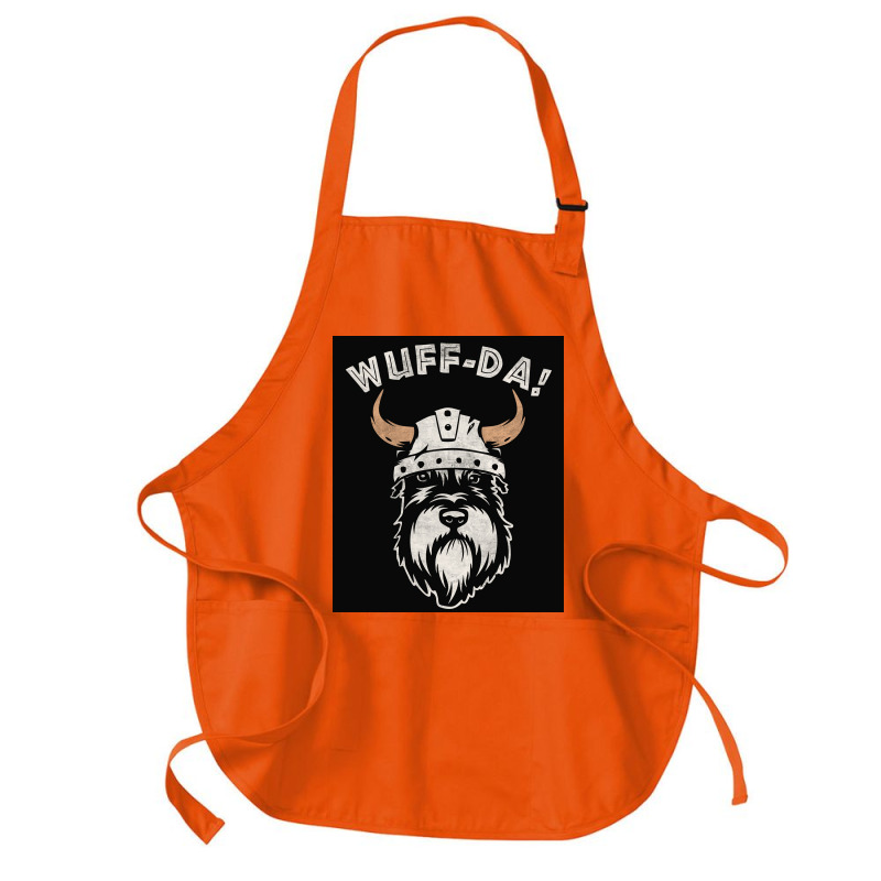 Wuff Da Uff Da And Woof Pun With Shnautser Dog In Viking Helmet  Girl Medium-length Apron | Artistshot