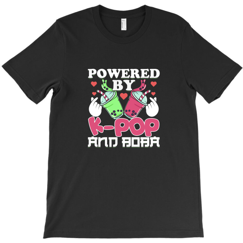 Powered By Kpop And Boba Milk Tea Kpop Finger Heart Kawaii Gift T-shirt | Artistshot