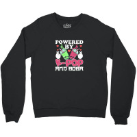 Powered By Kpop And Boba Milk Tea Kpop Finger Heart Kawaii Gift Crewneck Sweatshirt | Artistshot