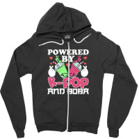 Powered By Kpop And Boba Milk Tea Kpop Finger Heart Kawaii Gift Zipper Hoodie | Artistshot