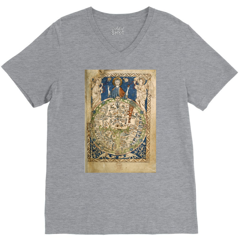 Psalter World Map 13th Century  Love Hippie Red V-neck Tee | Artistshot