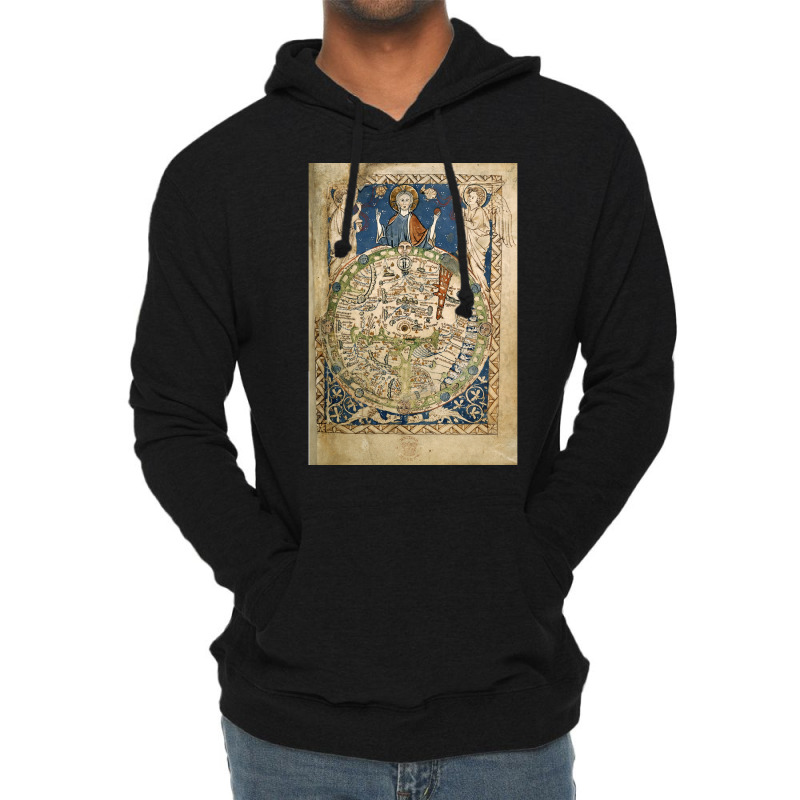 Psalter World Map 13th Century  Love Hippie Red Lightweight Hoodie | Artistshot