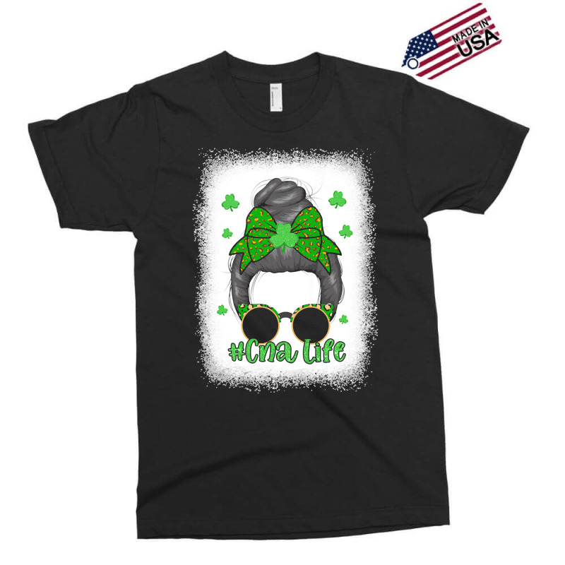 Patricks Day Green Shamrock T  Shirt Bleached Cna Life Messy Bun Leopa Exclusive T-shirt | Artistshot