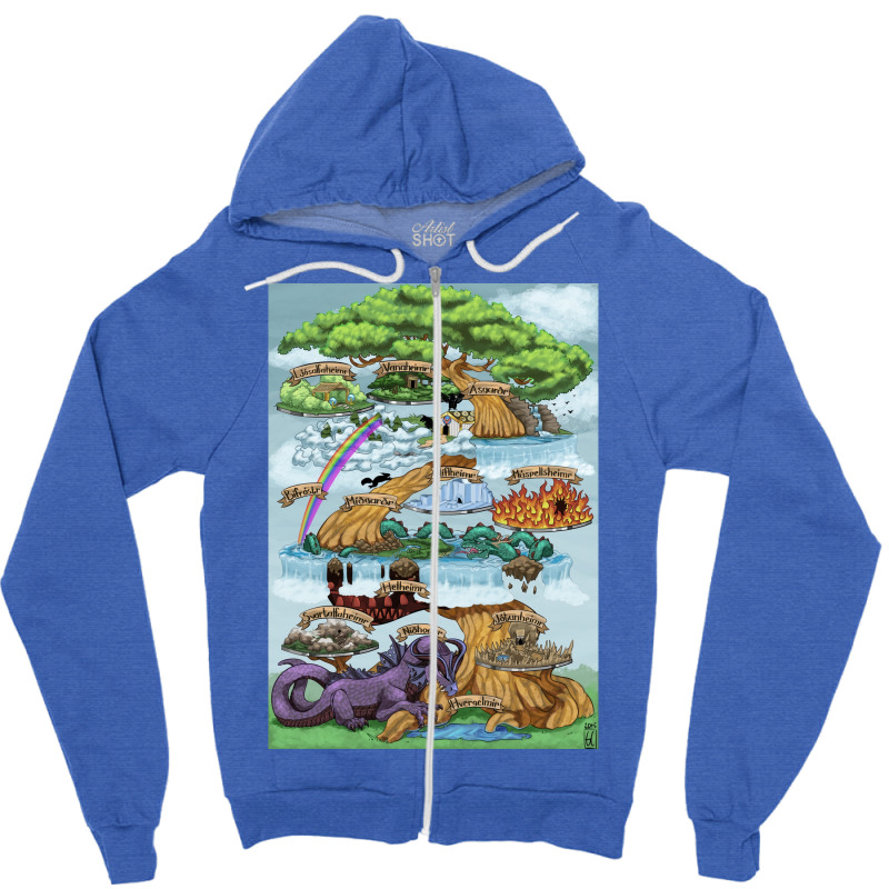 Yggdrasill The Nine Worlds  Aesthetic Aesthetic Zipper Hoodie | Artistshot