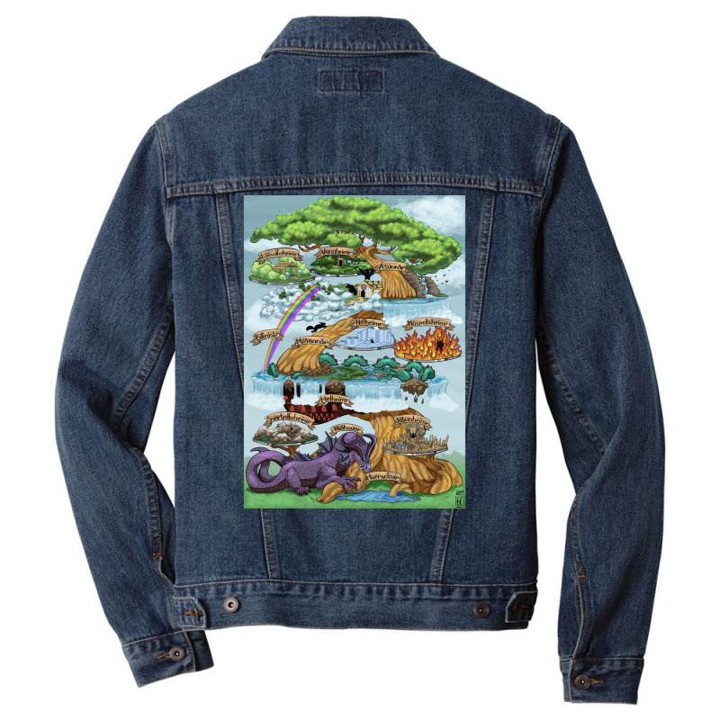 Yggdrasill The Nine Worlds  Aesthetic Aesthetic Men Denim Jacket | Artistshot