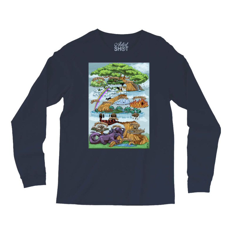 Yggdrasill The Nine Worlds  Aesthetic Aesthetic Long Sleeve Shirts | Artistshot