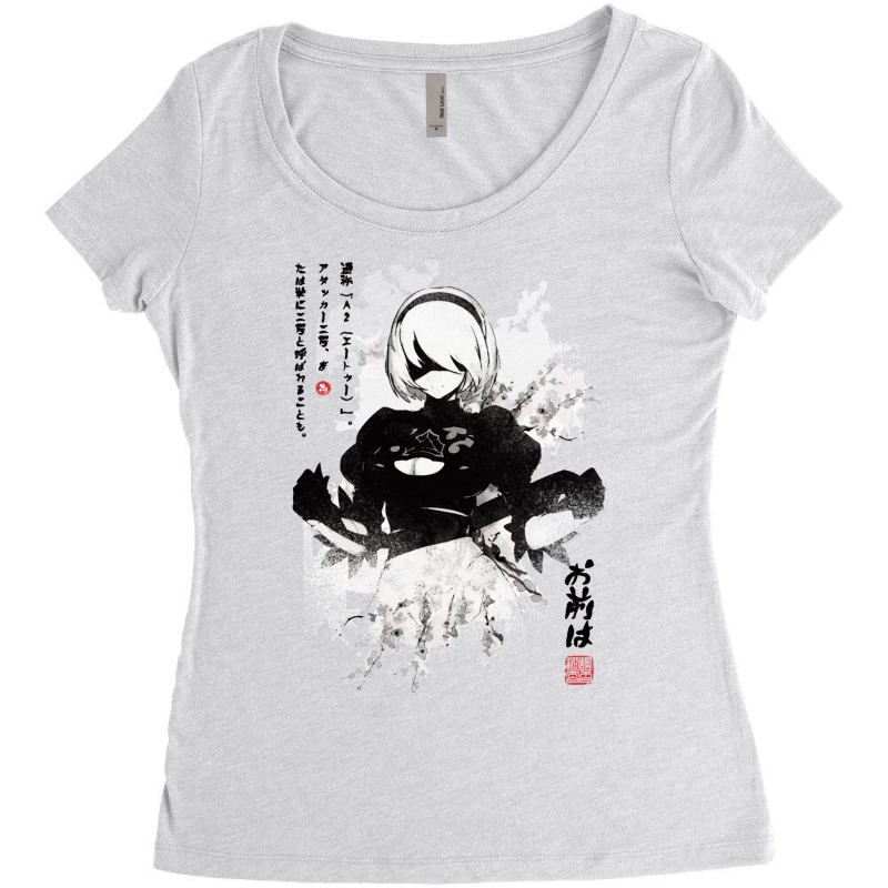 Nierautomata 2b Japan Ink ニーア オートマタ Women's Triblend Scoop T-shirt by succiejanymu | Artistshot