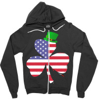 Shamrock Gift T  Shirt Shamrock American Flag 4th Of July Independence Zipper Hoodie | Artistshot