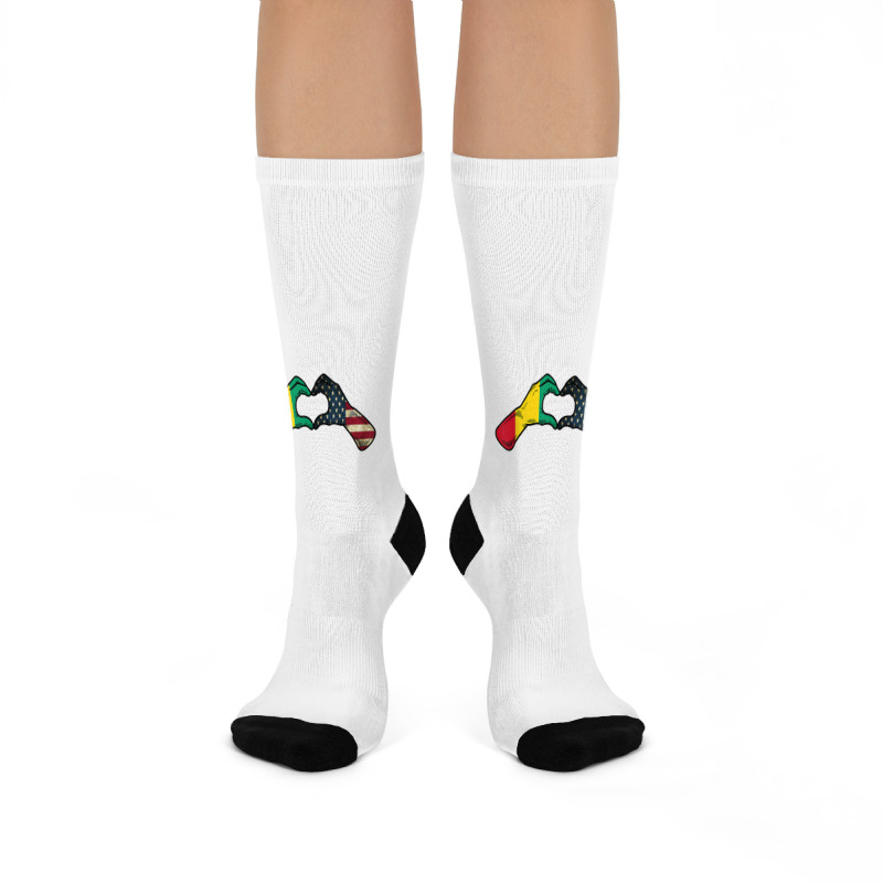 Guinea American Usa Flag   Usa Guinean Heart T Shirt Crew Socks | Artistshot