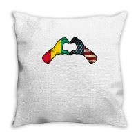 Guinea American Usa Flag   Usa Guinean Heart T Shirt Throw Pillow | Artistshot