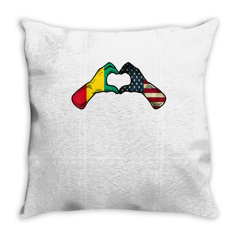 Guinea American Usa Flag   Usa Guinean Heart T Shirt Throw Pillow | Artistshot