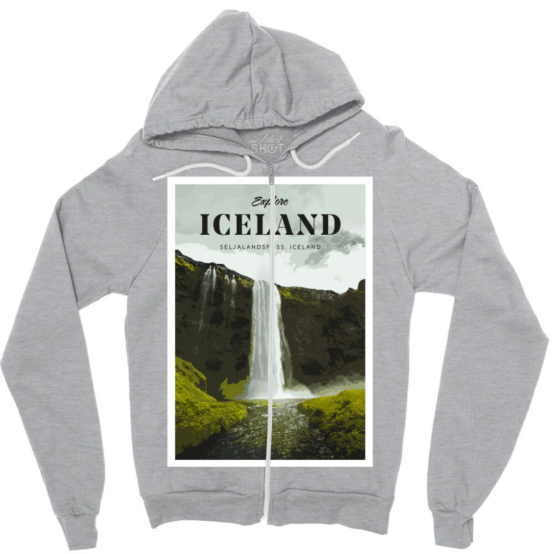 Visit Iceland  Yellow Green Aesthetic Zipper Hoodie | Artistshot