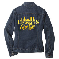 Los Angeles City Skyline Ladies Denim Jacket | Artistshot