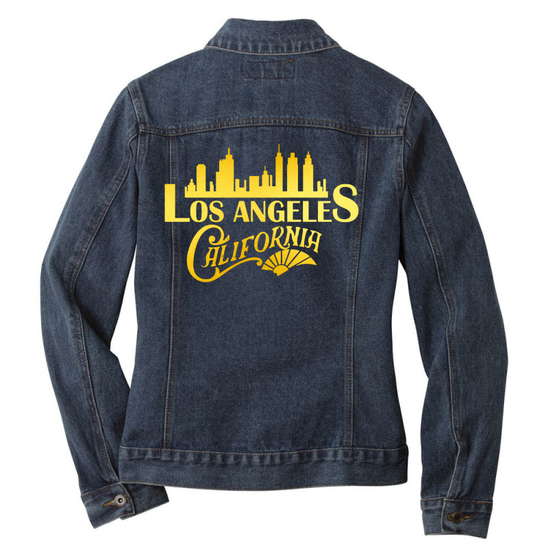 Los Angeles City Skyline Ladies Denim Jacket by Ableh Store | Artistshot