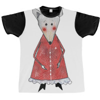 Cute Sad Shy Mouse Character With Red Dress Outfit Graphic T-shirt | Artistshot