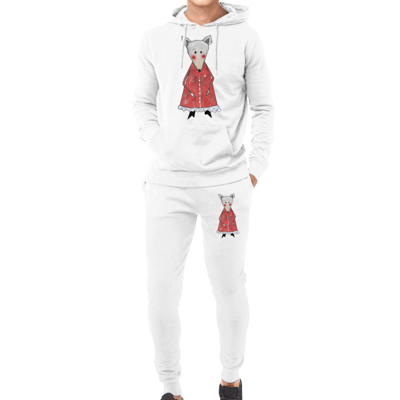 Cute Sad Shy Mouse Character With Red Dress Outfit Hoodie & Jogger Set | Artistshot