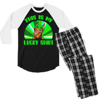 St Patricks Day Gift T  Shirt Doberman Leprechaun St Patricks Day Dog Men's 3/4 Sleeve Pajama Set | Artistshot