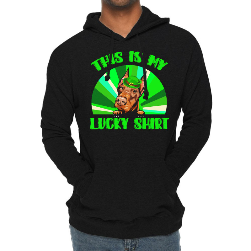 St Patricks Day Gift T  Shirt Doberman Leprechaun St Patricks Day Dog Lightweight Hoodie | Artistshot