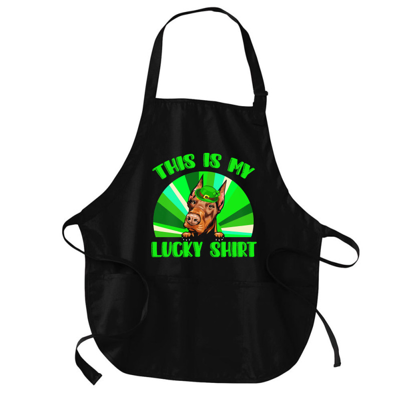 St Patricks Day Gift T  Shirt Doberman Leprechaun St Patricks Day Dog Medium-length Apron | Artistshot