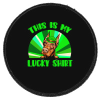 St Patricks Day Gift T  Shirt Doberman Leprechaun St Patricks Day Dog Round Patch | Artistshot