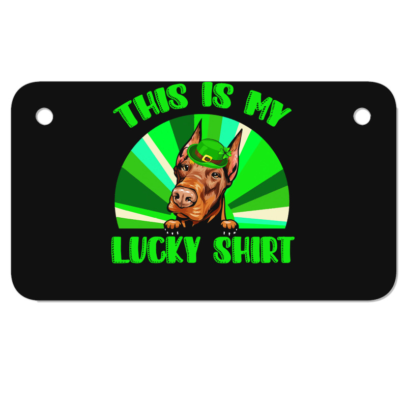 St Patricks Day Gift T  Shirt Doberman Leprechaun St Patricks Day Dog Motorcycle License Plate | Artistshot