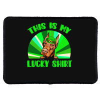 St Patricks Day Gift T  Shirt Doberman Leprechaun St Patricks Day Dog Rectangle Patch | Artistshot