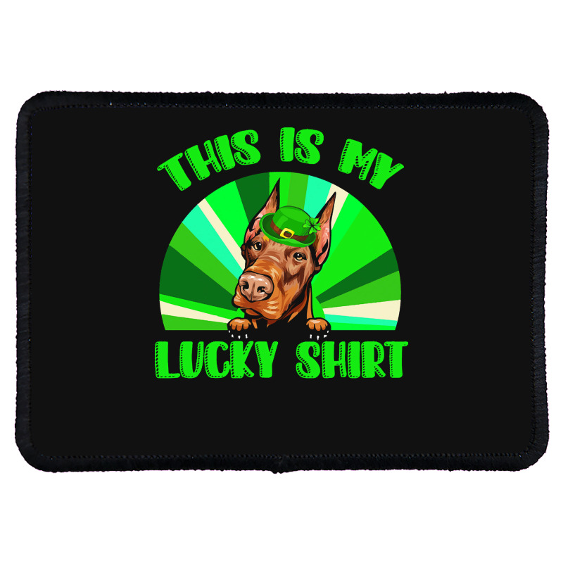 St Patricks Day Gift T  Shirt Doberman Leprechaun St Patricks Day Dog Rectangle Patch | Artistshot