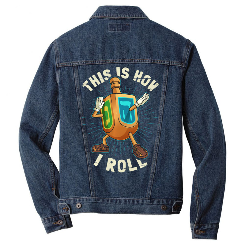 Hot Trend Hanukkah Dabbing Dreidel This Is How I Roll Men Denim Jacket | Artistshot