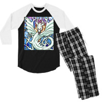 Hot Trend White Dragon Breathing Fire Stained Glass Men's 3/4 Sleeve Pajama Set | Artistshot