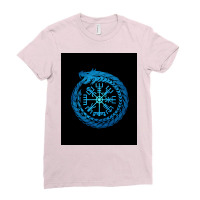 Vegvisir Jormungandr World Serpent  Cool Blue Ladies Fitted T-shirt | Artistshot