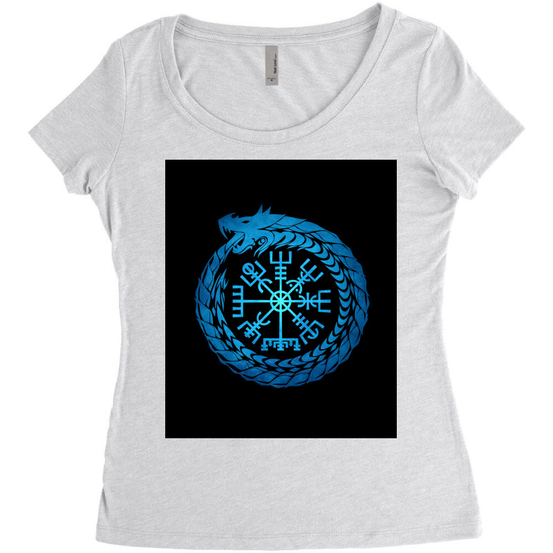 Vegvisir Jormungandr World Serpent  Cool Blue Women's Triblend Scoop T-shirt by vossyauchf | Artistshot