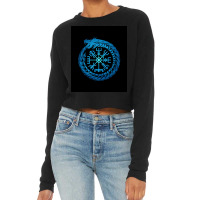 Vegvisir Jormungandr World Serpent  Cool Blue Cropped Sweater | Artistshot