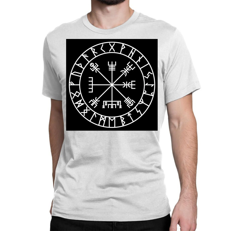 Vegvsir Path Guide And Elder Futhark Runes  Hippie 70s Classic T-shirt by ptomeyserini7 | Artistshot