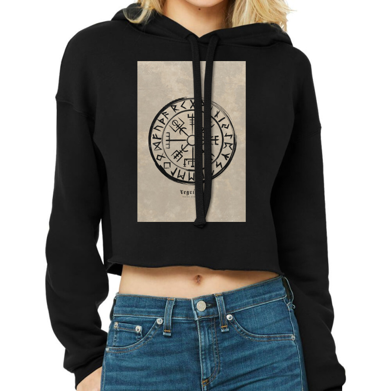 Vegvsir Viking Compass Vintage Black  Love Cropped Hoodie by swaratnelsono | Artistshot