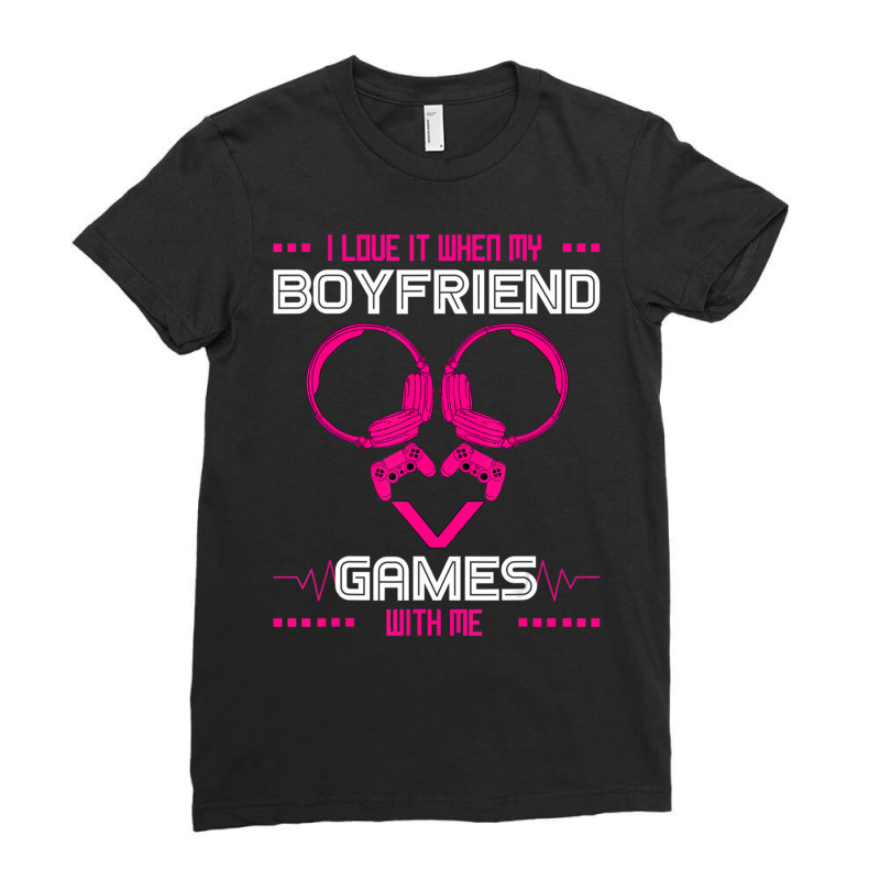 Trending Gamer Girlfriend Gaming Couple Matching Valentine's Day Ladies Fitted T-Shirt by Kristina Ritchey | Artistshot