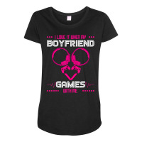 Trending Gamer Girlfriend Gaming Couple Matching Valentine's Day Maternity Scoop Neck T-shirt | Artistshot