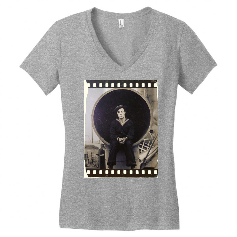 Buster Keaton  The Navigator  Film  D31 Classic Blue Hipster Women's V-Neck T-Shirt by abofrajnifaa | Artistshot