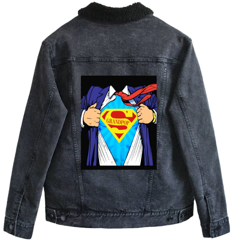 Grandpop Superhero Grandpa Ripped Unisex Sherpa-lined Denim Jacket | Artistshot