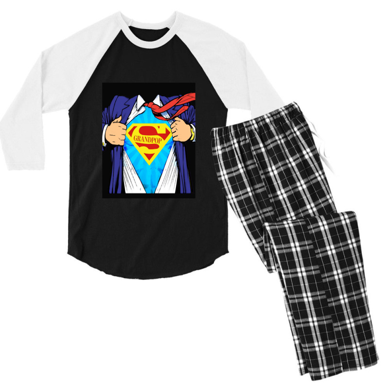 Grandpop Superhero Grandpa Ripped Men's 3/4 Sleeve Pajama Set | Artistshot