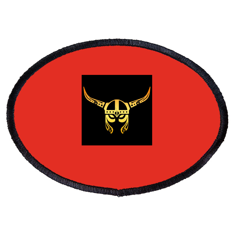 Viking Helmet Warrior Tattoo Vikings Gift Idea  Boy Retro Oval Patch | Artistshot