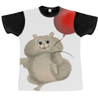 Happy Hamster With Red Balloon Graphic T-shirt | Artistshot